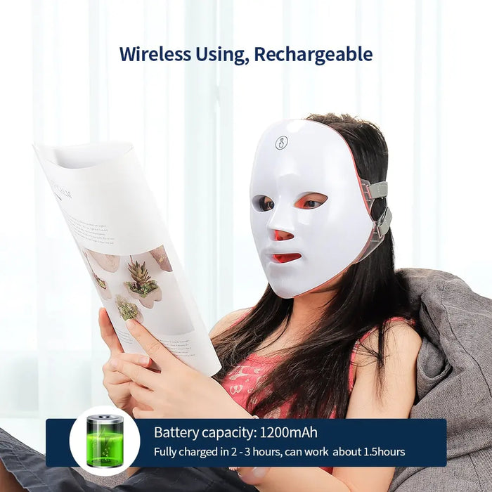 Wireless LED Light Photon Therapy Facial Mask